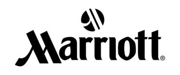 Black and white logo for "Marriott"