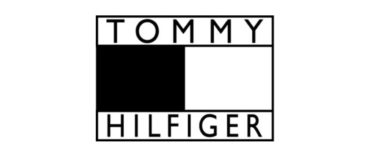 Black and white logo for "Tommy Hilfiger"